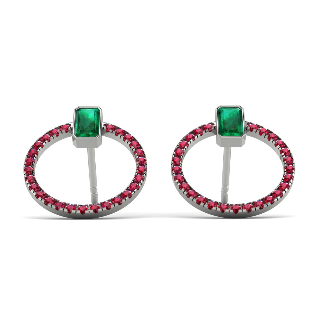 Emerald Cut Circle Emerald Earrings - Oaklyn No. 51