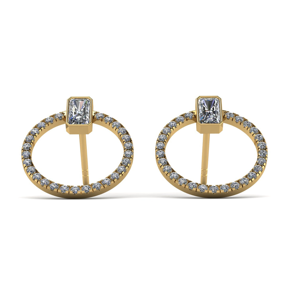 Emerald Cut Circle Diamond Earrings - Oaklyn No. 1