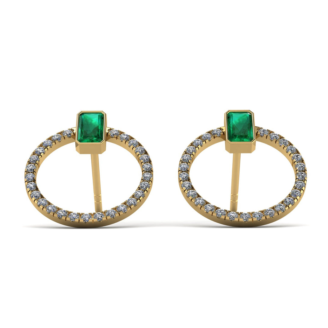 Emerald Cut Circle Emerald Earrings - Oaklyn No. 4