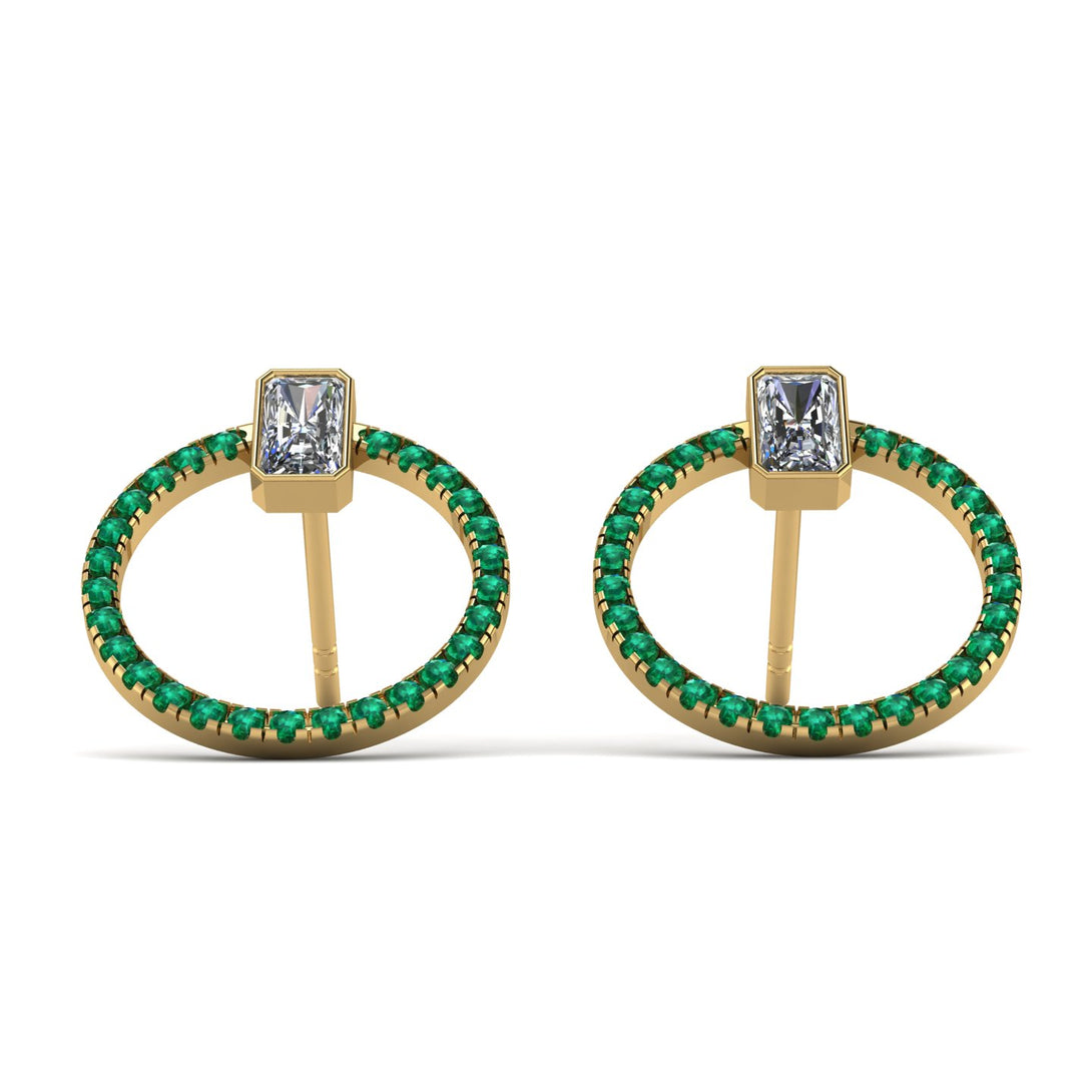 Emerald Cut Circle Diamond Earrings - Oaklyn No. 16