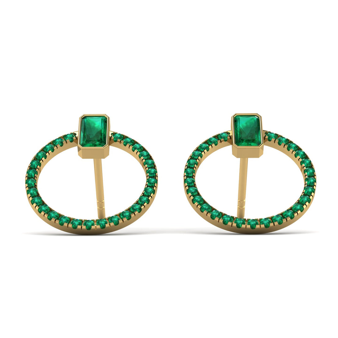 Emerald Cut Circle Emerald Earrings - Oaklyn No. 19