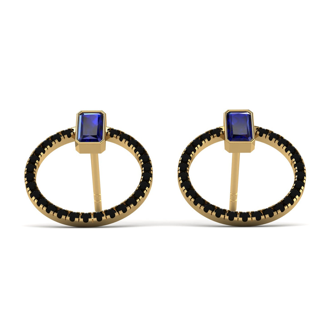 Emerald Cut Circle Sapphire Earrings - Oaklyn No. 43