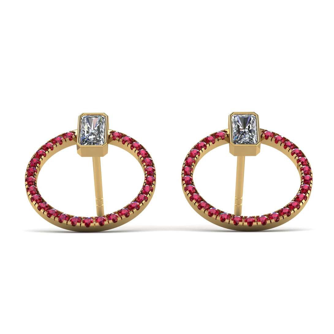 Emerald Cut Circle Diamond Earrings - Oaklyn No. 46