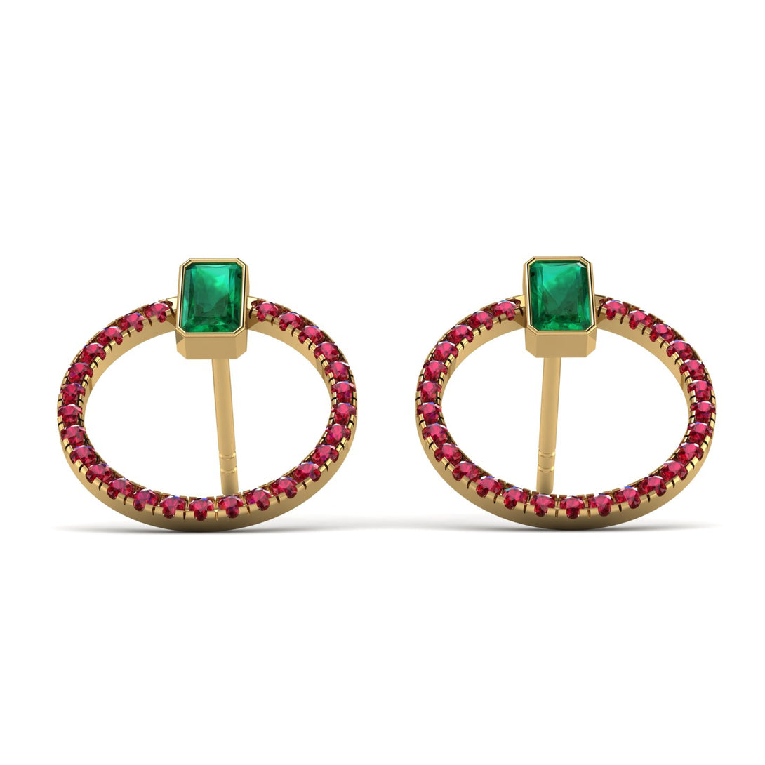 Emerald Cut Circle Emerald Earrings - Oaklyn No. 49