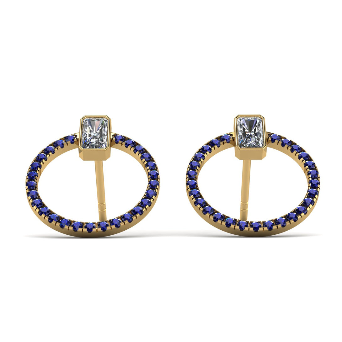 Emerald Cut Circle Diamond Earrings - Oaklyn No. 61