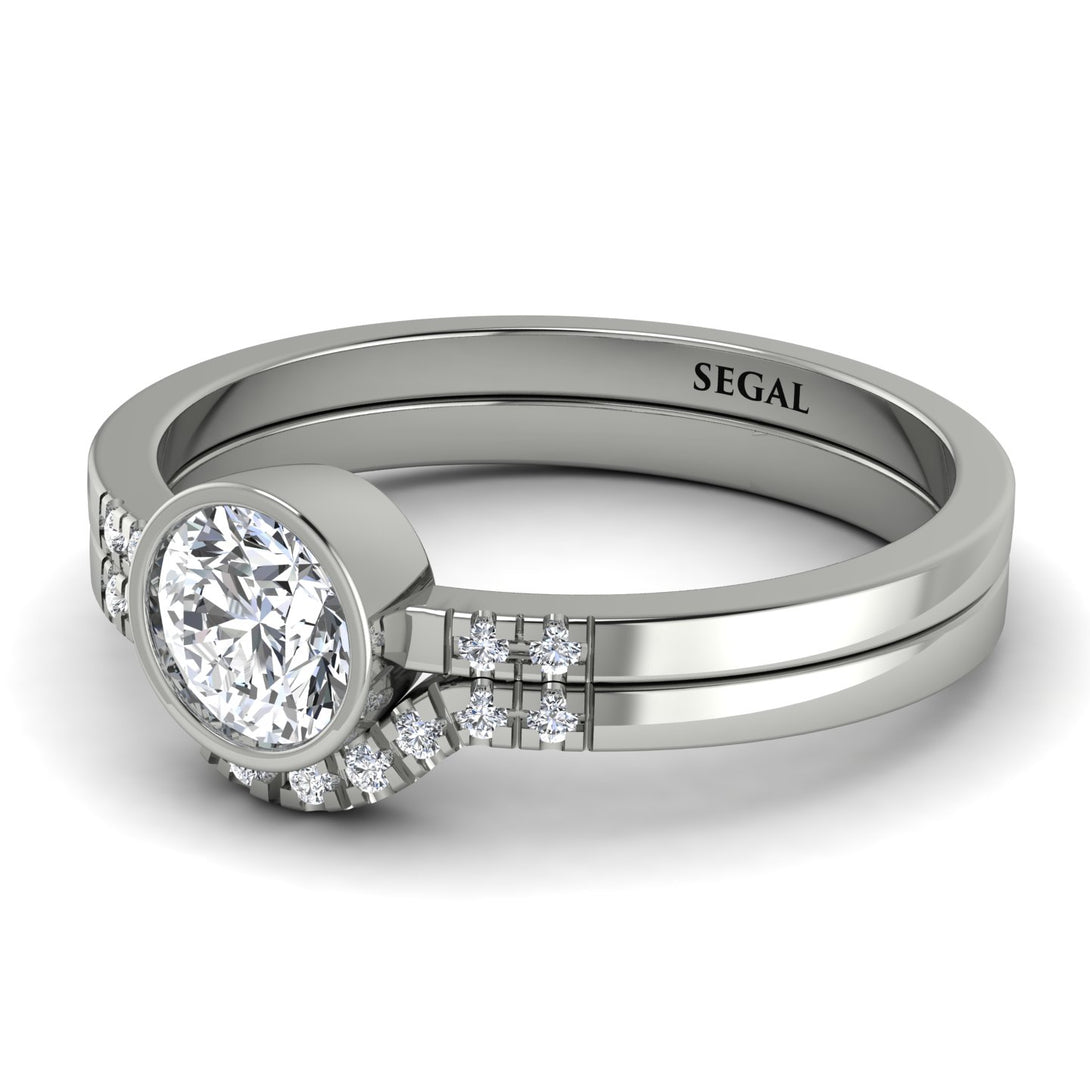 Bezel Minimalist Diamond Bridal Set - Kinsley No. 3