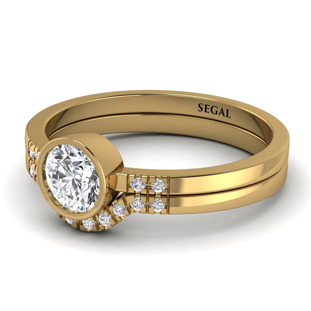 Bezel Minimalist Diamond Bridal Set - Kinsley No. 1