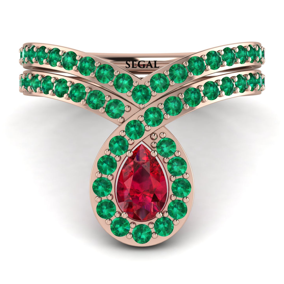 Ruby Pear Shape Stacking Bridal Set - Emilia No. 26