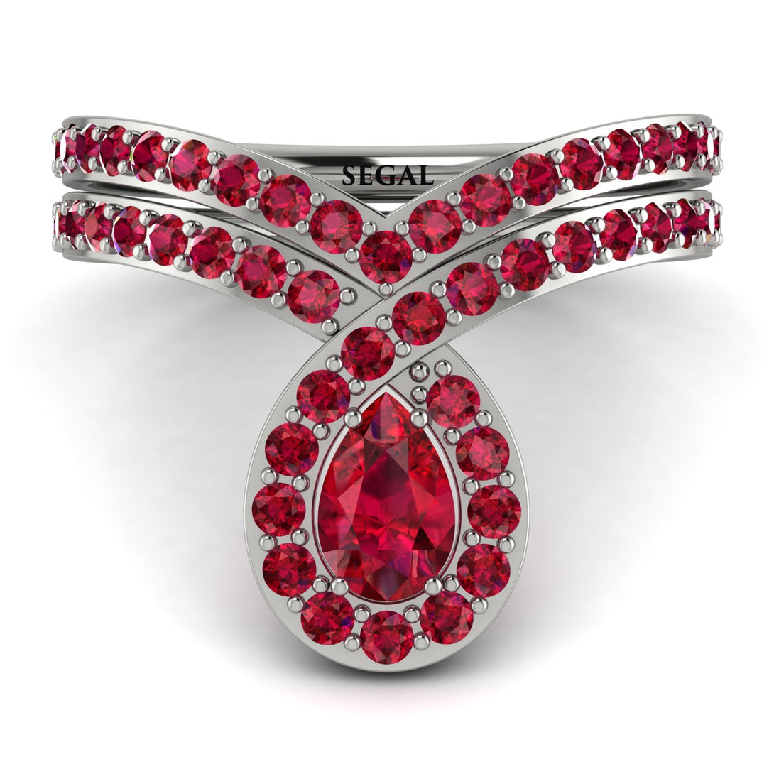Ruby Pear Shape Stacking Bridal Set - Emilia No. 57