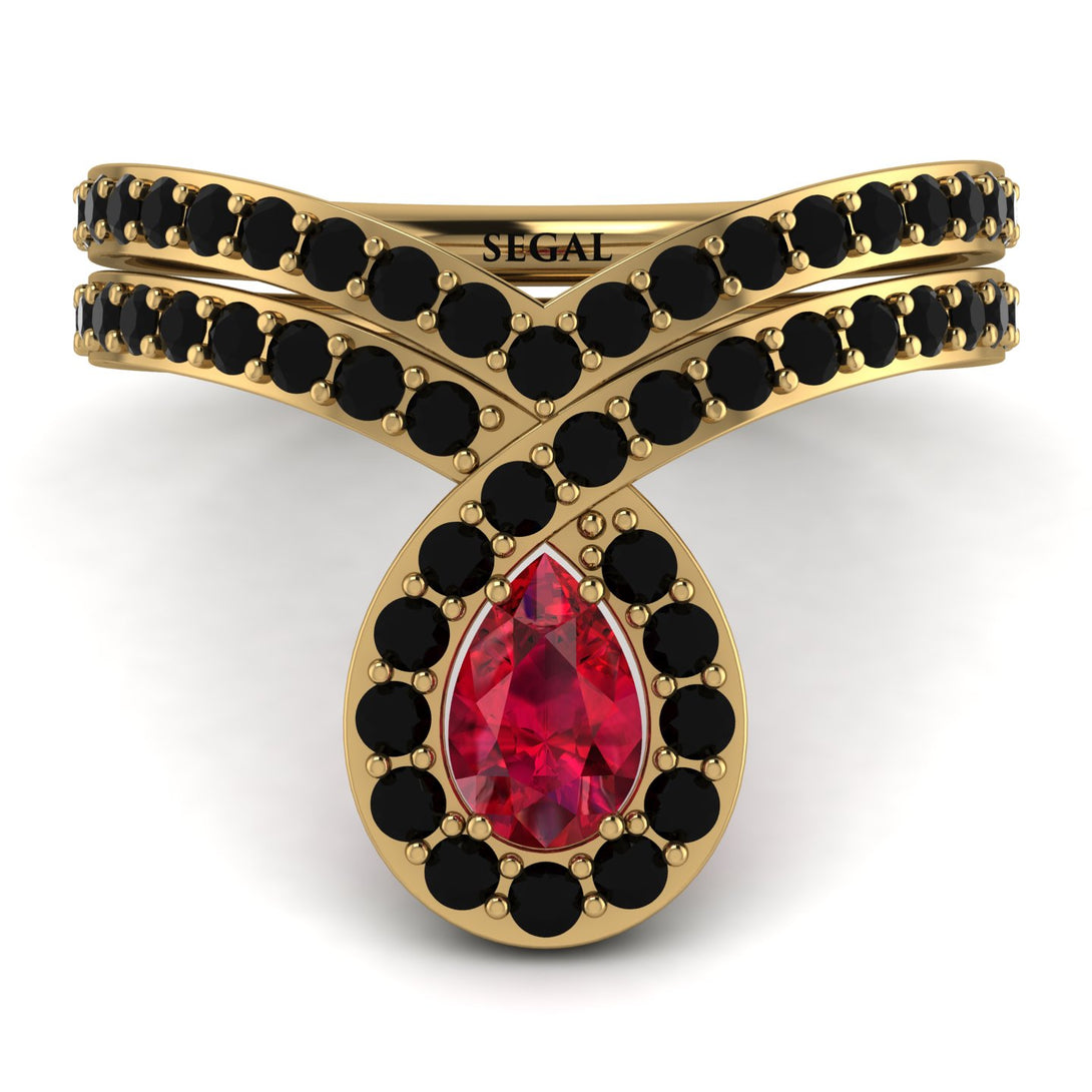 Ruby Pear Shape Stacking Bridal Set - Emilia No. 40