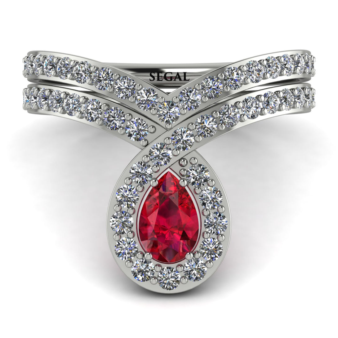Ruby Pear Shape Stacking Bridal Set - Emilia No. 12