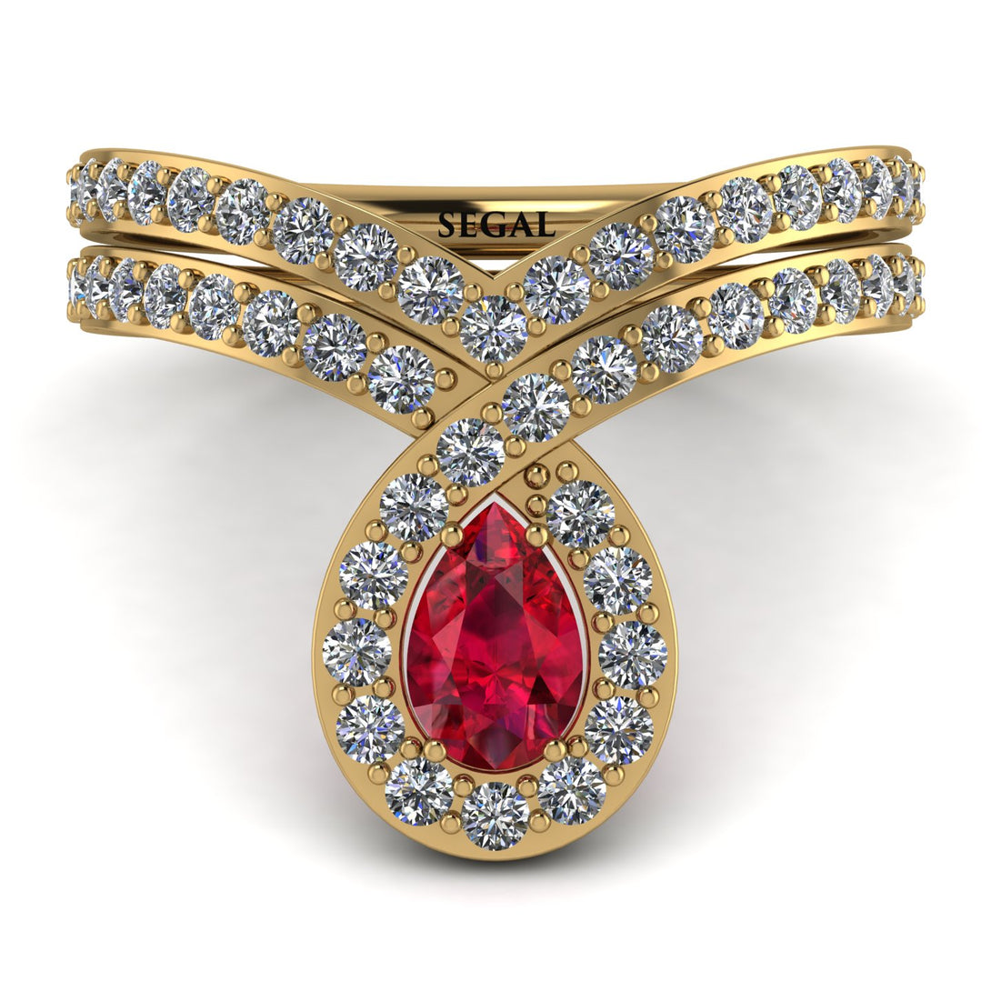 Ruby Pear Shape Stacking Bridal Set - Emilia No. 10