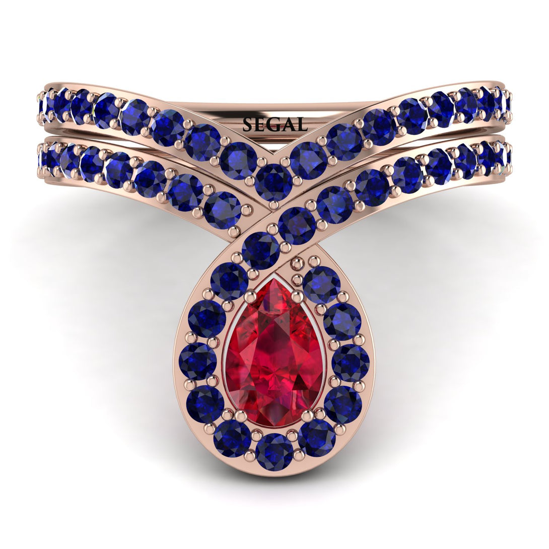 Ruby Pear Shape Stacking Bridal Set - Emilia No. 71