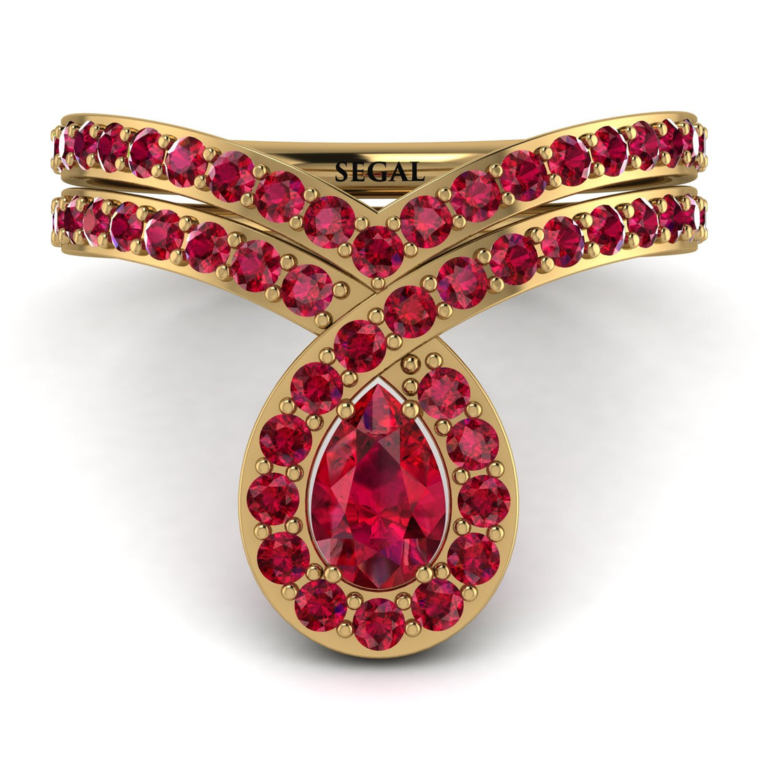 Ruby Pear Shape Stacking Bridal Set - Emilia No. 55