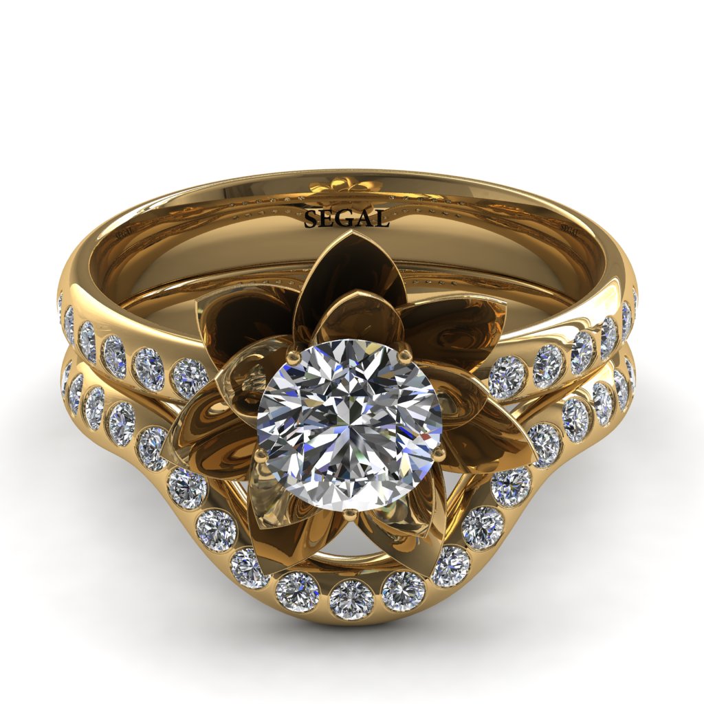 Lotus Flower Bridal Set Diamond ring - Lotus no. 1