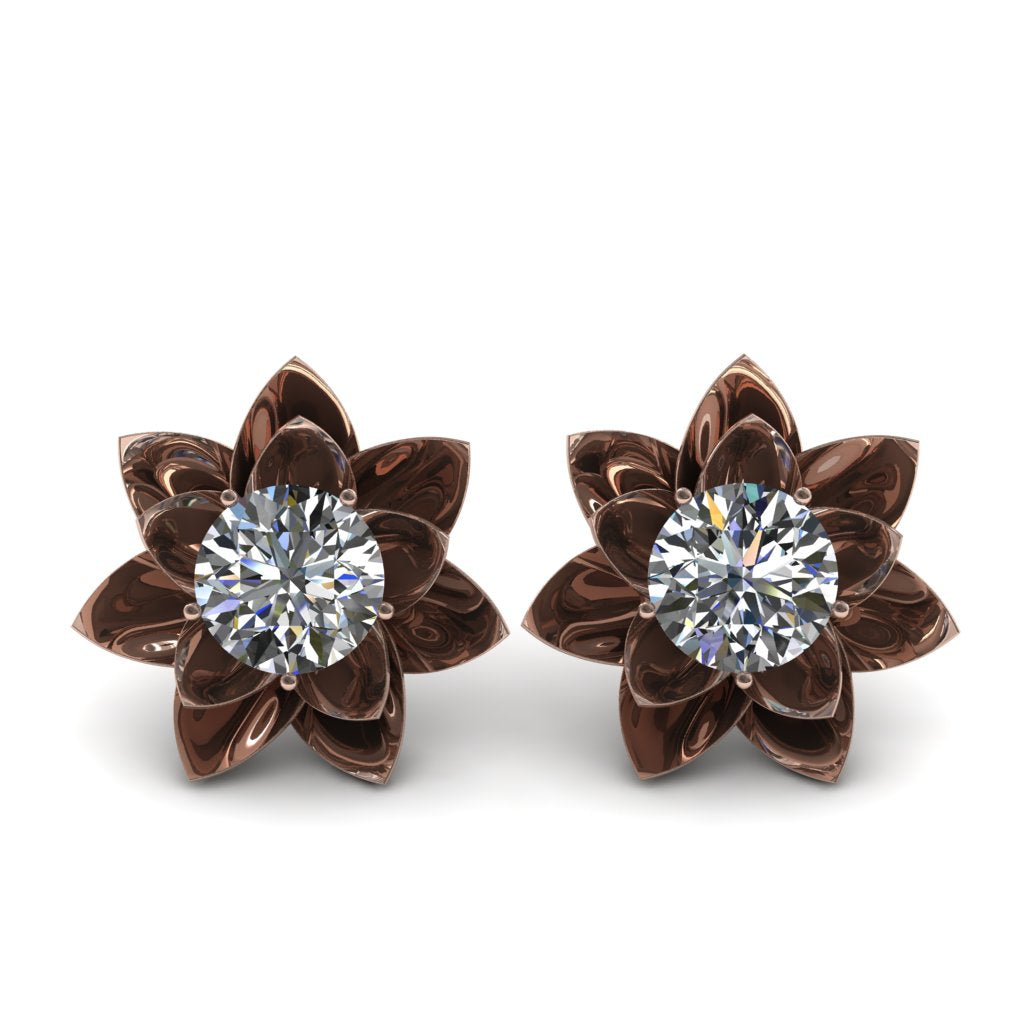 Lotus Flower Diamond Earrings - Lotus no. 2