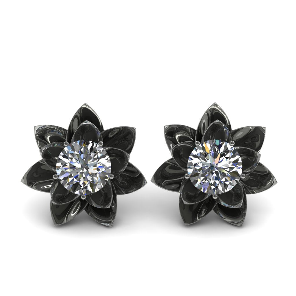 Lotus Flower Diamond Earrings - Lotus no. 3