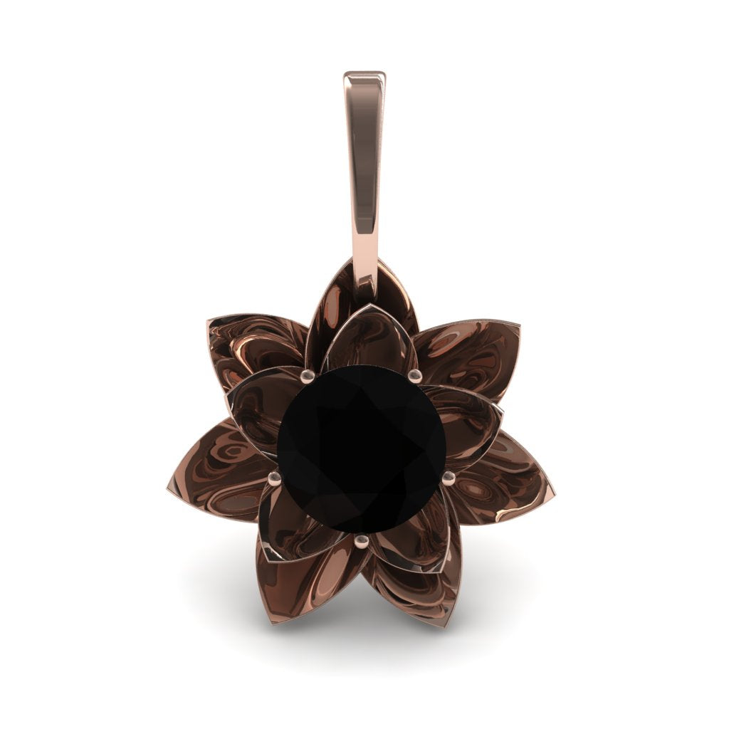 Lotus Flower Black Diamond Pendant - Lotus no. 5