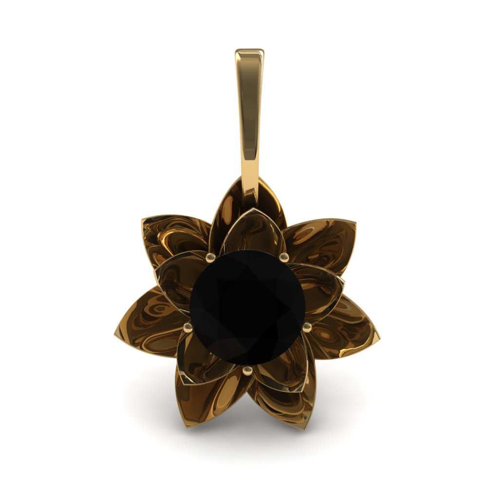 Lotus Flower Black Diamond Pendant - Lotus no. 4