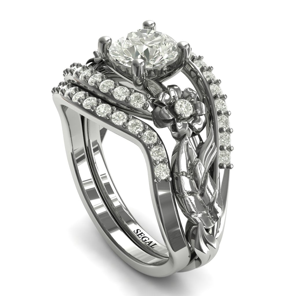 White Gold Wedding Ring set Branches In The Fall Bridal Set Diamond Ring- Alyssa no. 3