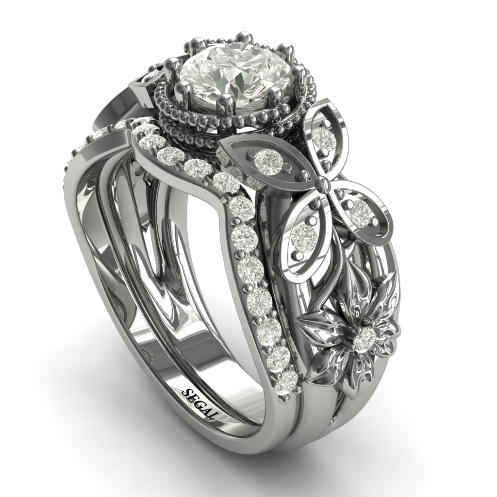 Mounted Circle Rounds Bridal Women Diamond Wedding Ring Set- Vivian no. 3