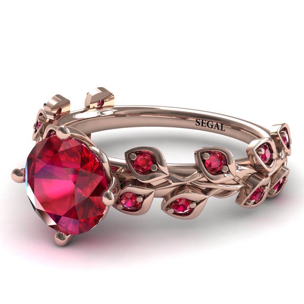 Leaves All Around Rose Gold Ruby Ring - Sydney 2ct No. 56