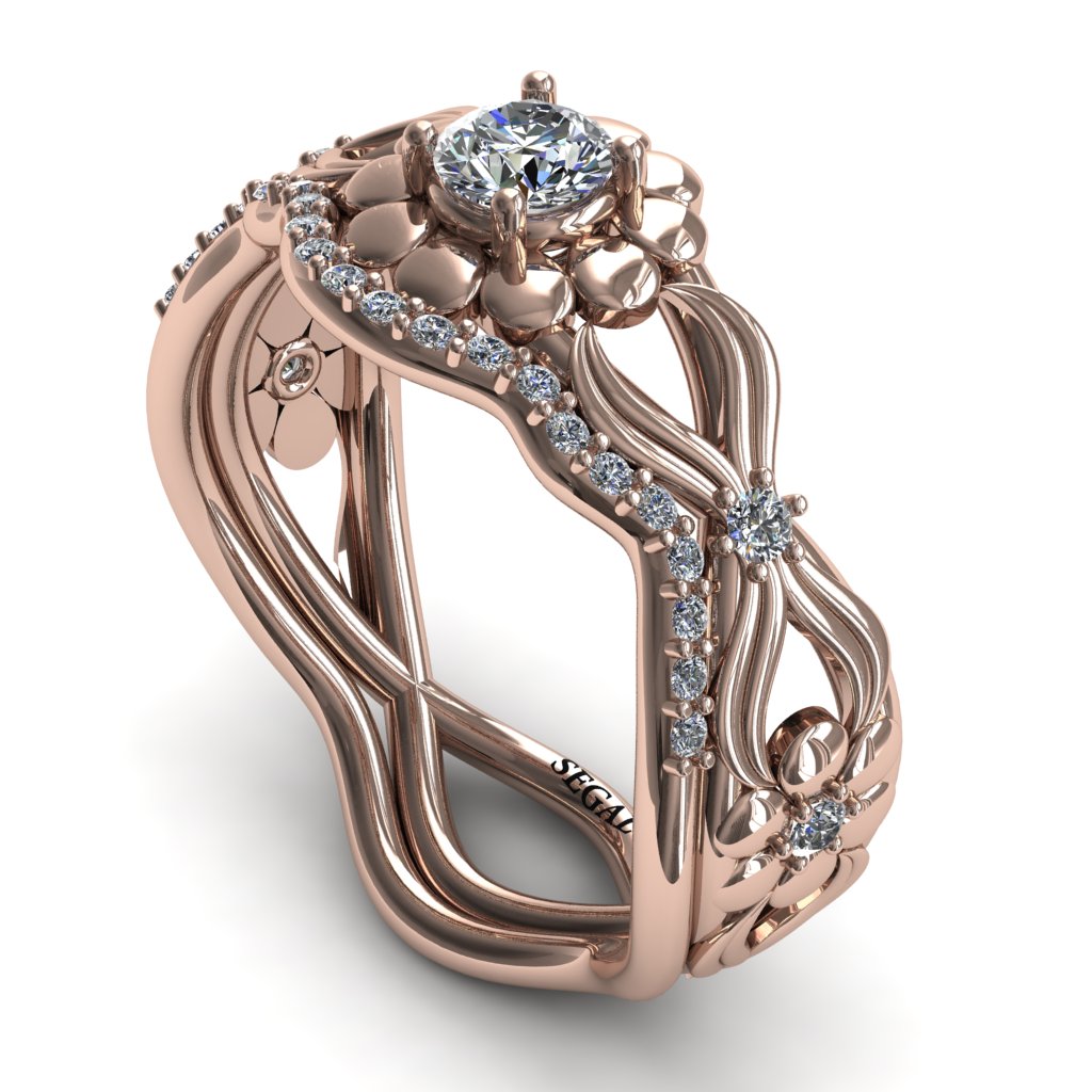 East And West flowers Bridal Set Diamond Ring- Mila no. 2