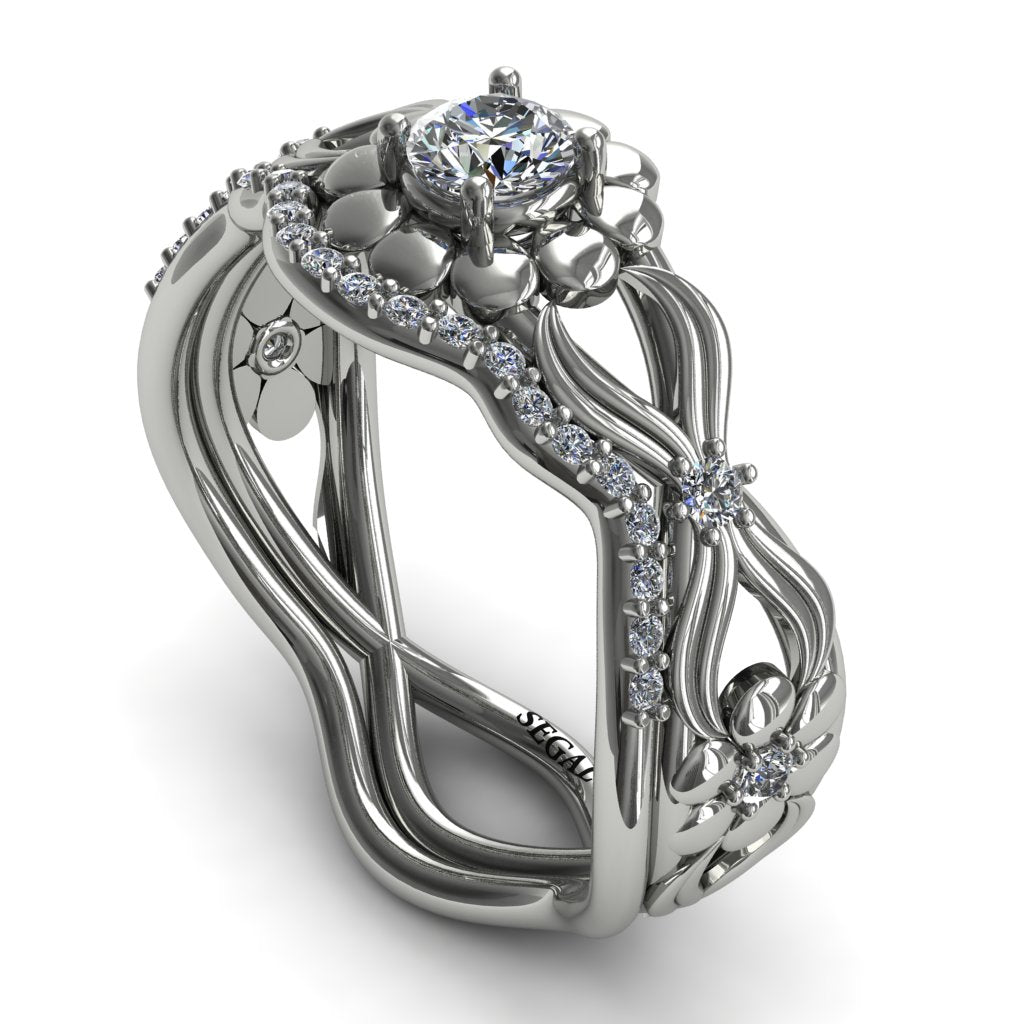 East And West flowers Bridal Set Diamond Ring- Mila no. 3