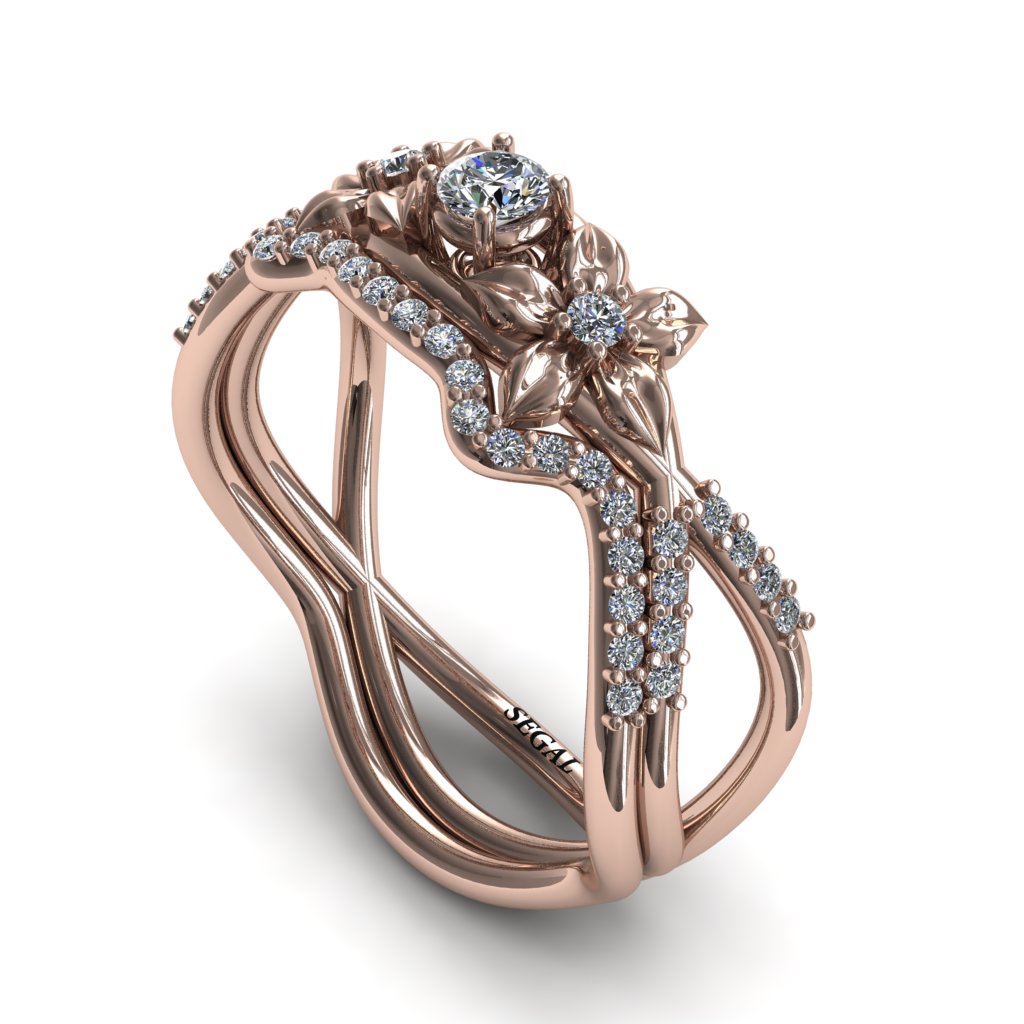 The Two Branch Flowers Bridal Set Diamond Ring- Annabelle no. 2