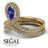Blue Sapphire Wedding Ring Sets Pear Shape Stacking Bridal Set - Emilia No. 13 image 5