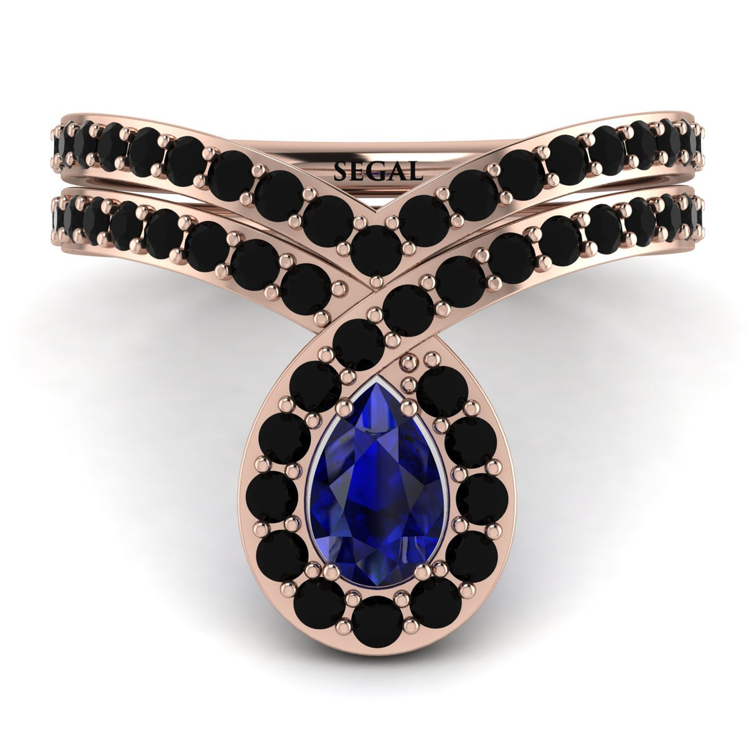 Sapphire Pear Shape Stacking Bridal Set - Emilia No. 44