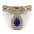 Blue Sapphire Wedding Ring Sets Pear Shape Stacking Bridal Set - Emilia No. 13 image 1