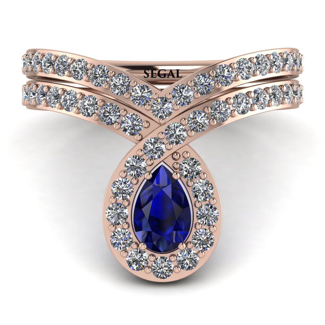 Sapphire Pear Shape Stacking Bridal Set - Emilia No. 14