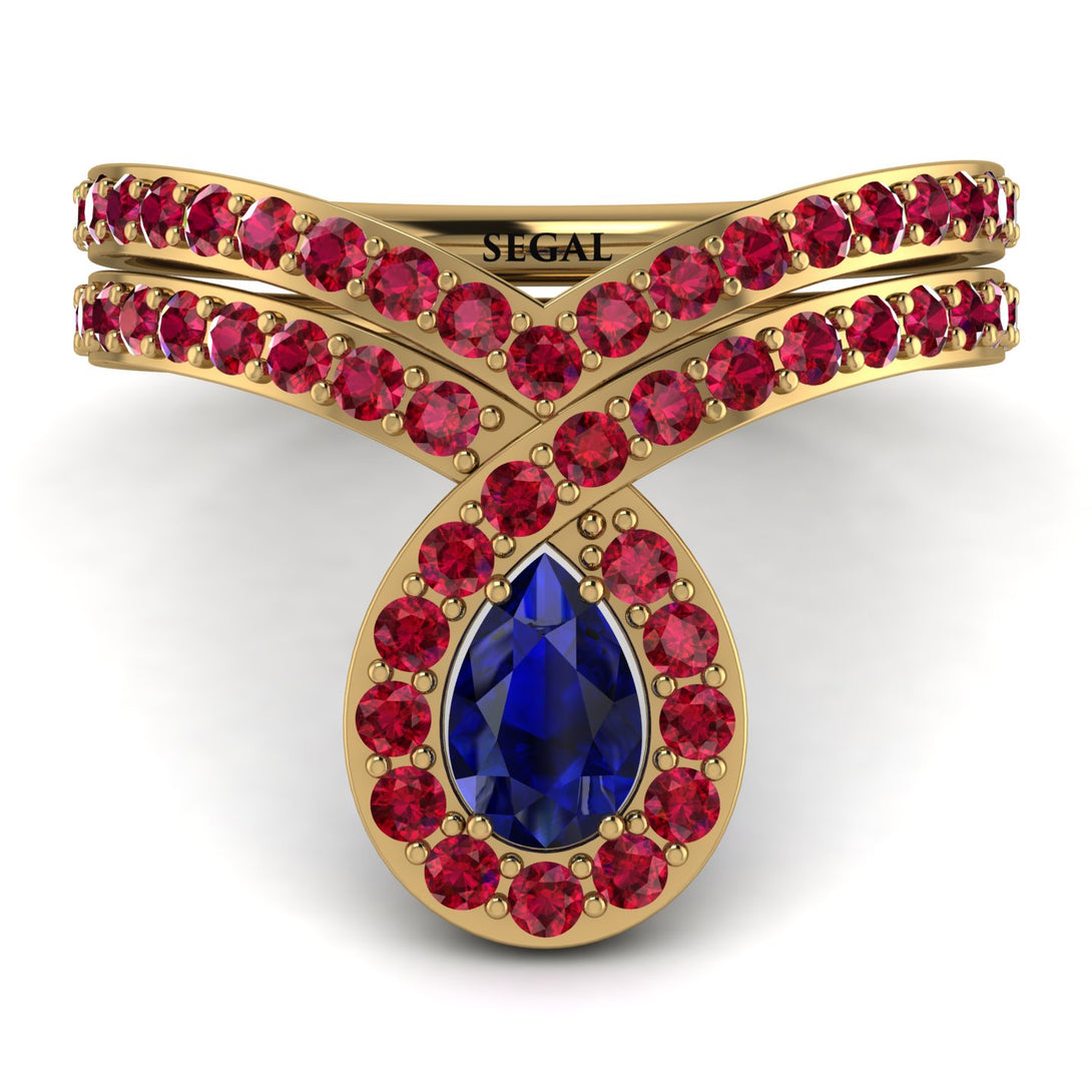 Sapphire Pear Shape Stacking Bridal Set - Emilia No. 58