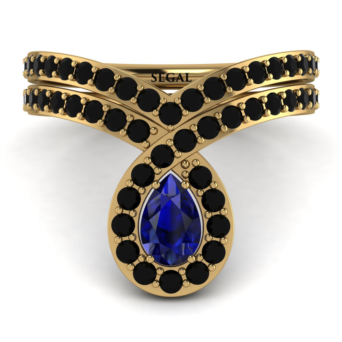 Sapphire Pear Shape Stacking Bridal Set - Emilia No. 43