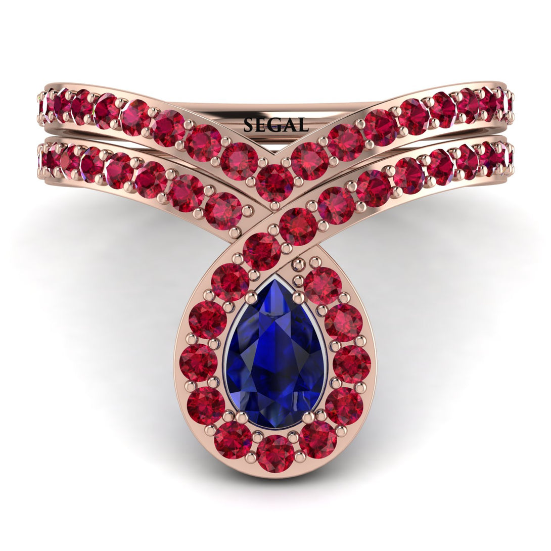 Sapphire Pear Shape Stacking Bridal Set - Emilia No. 59