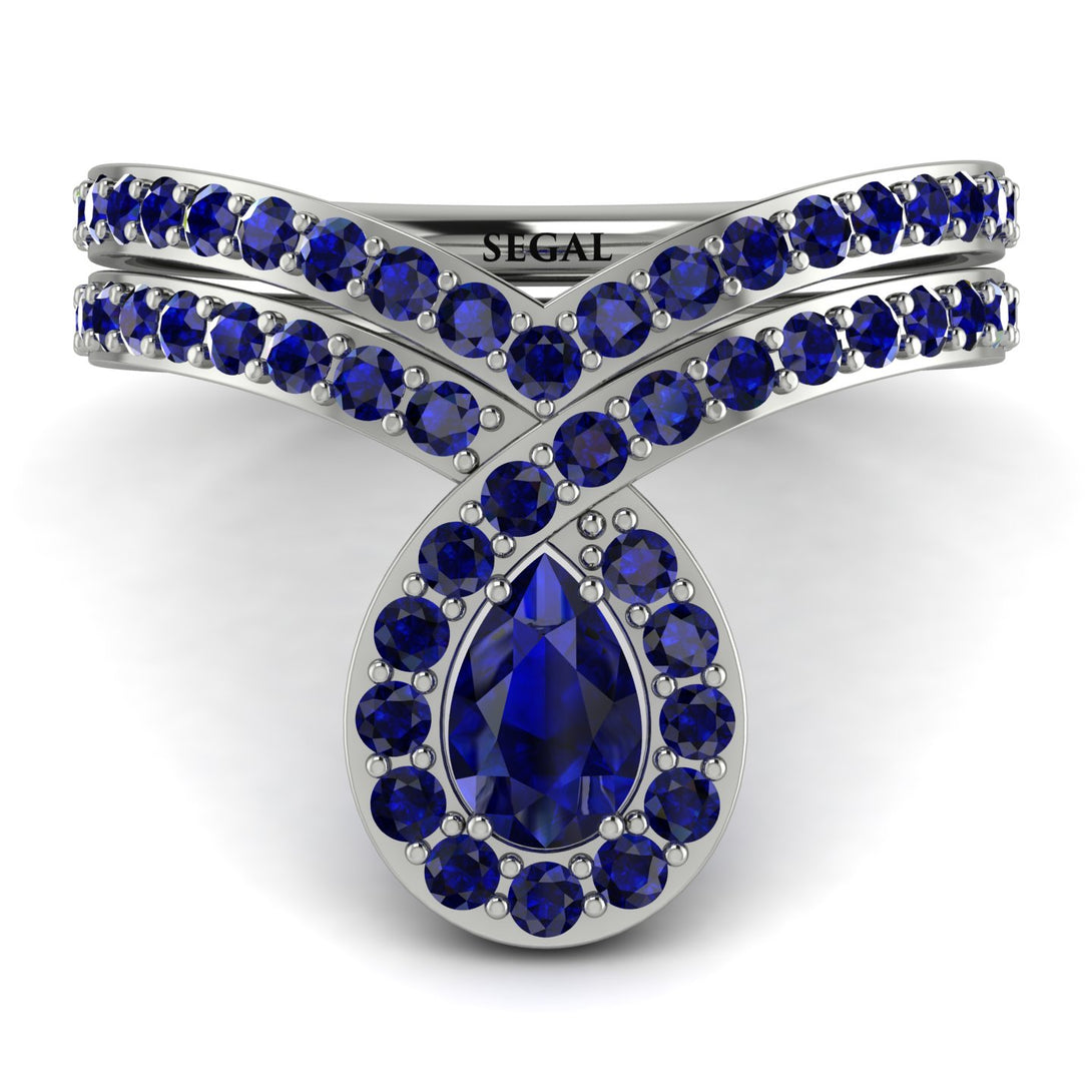 Sapphire Pear Shape Stacking Bridal Set - Emilia No. 75