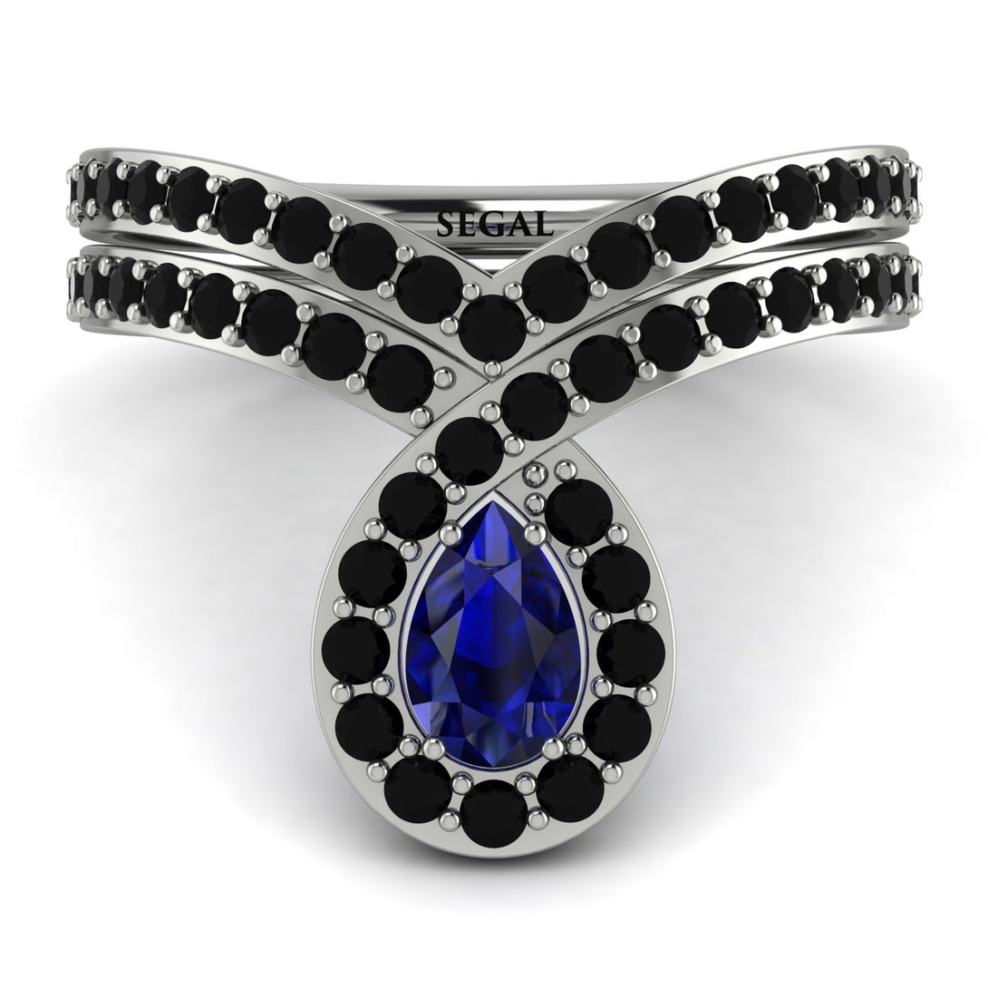 Sapphire Pear Shape Stacking Bridal Set - Emilia No. 45