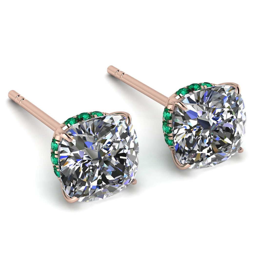 Hidden Halo Cushion Diamond Earrings - Alivia No. 17