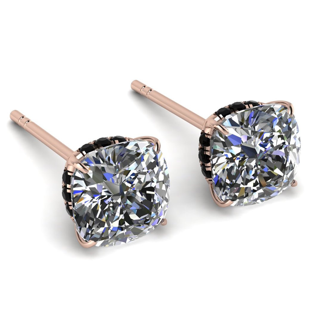Hidden Halo Cushion Diamond Earrings - Alivia No. 32