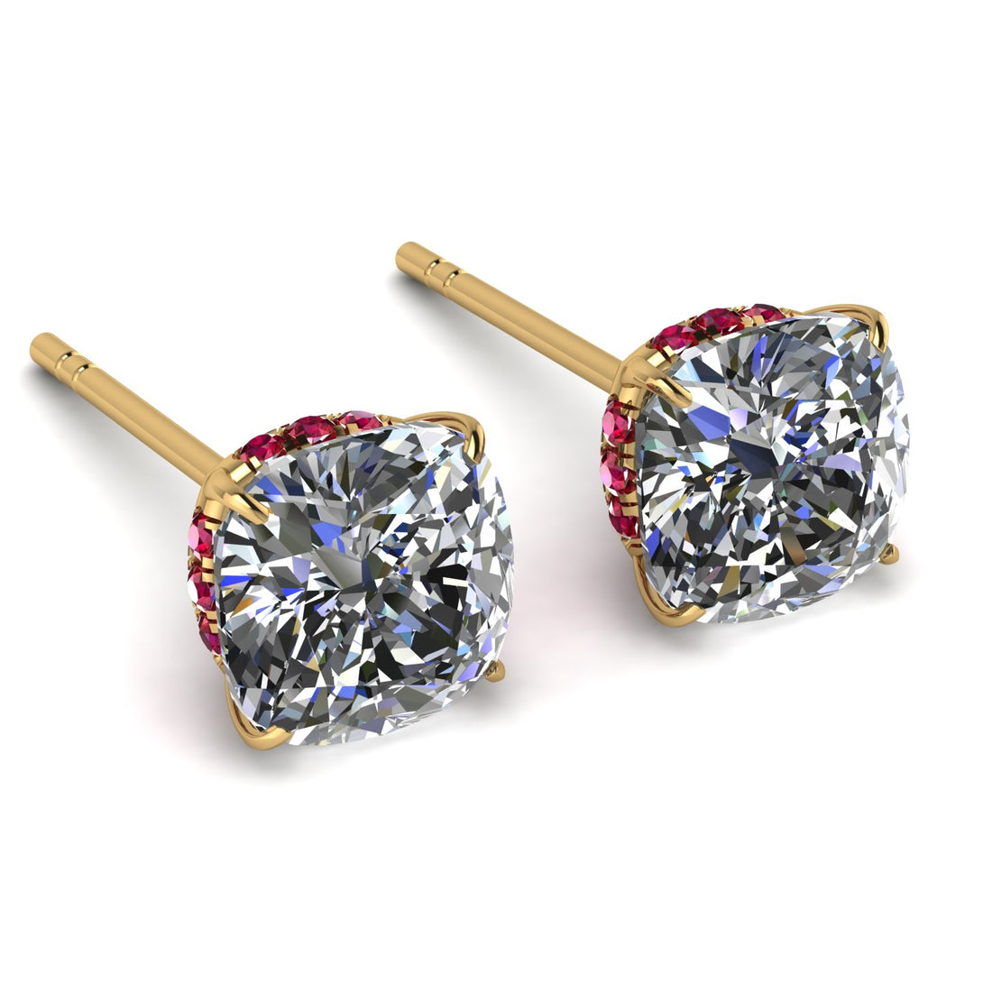 Hidden Halo Cushion Diamond Earrings - Alivia No. 46