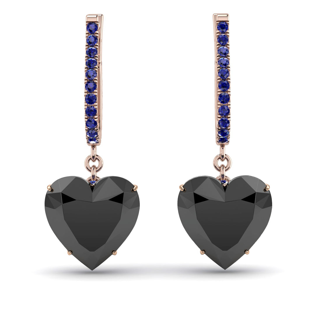 Heart Black Diamond Earrings - Noelle No. 68