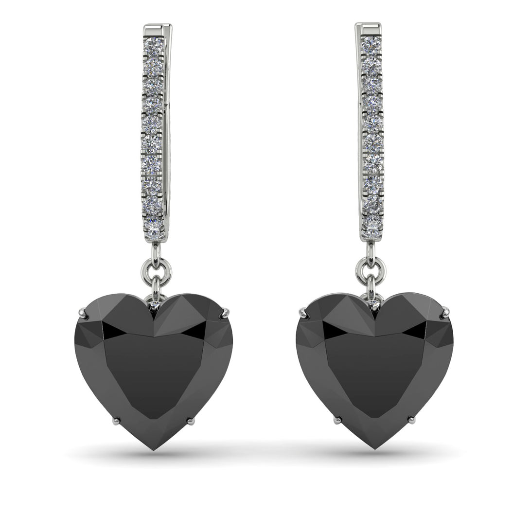 Heart Black Diamond Earrings - Noelle No. 9