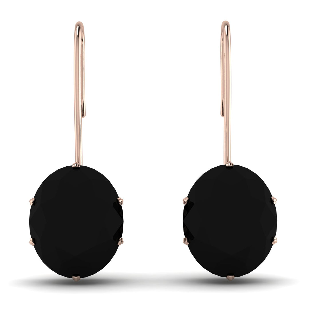 Oval Hidden Halo Black Diamond Earrings - Gemma No. 23