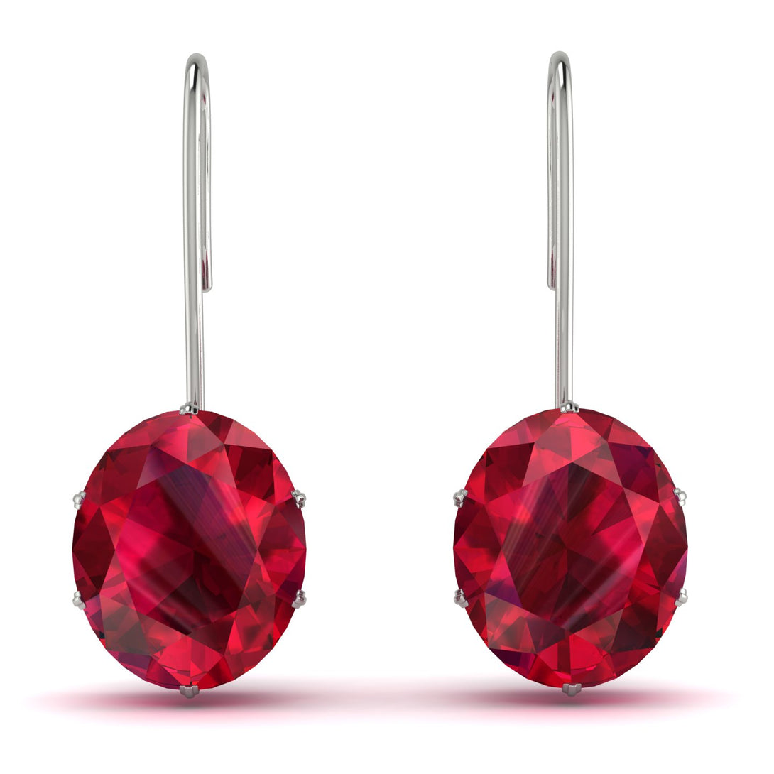 Oval Hidden Halo Ruby Earrings - Gemma No. 12