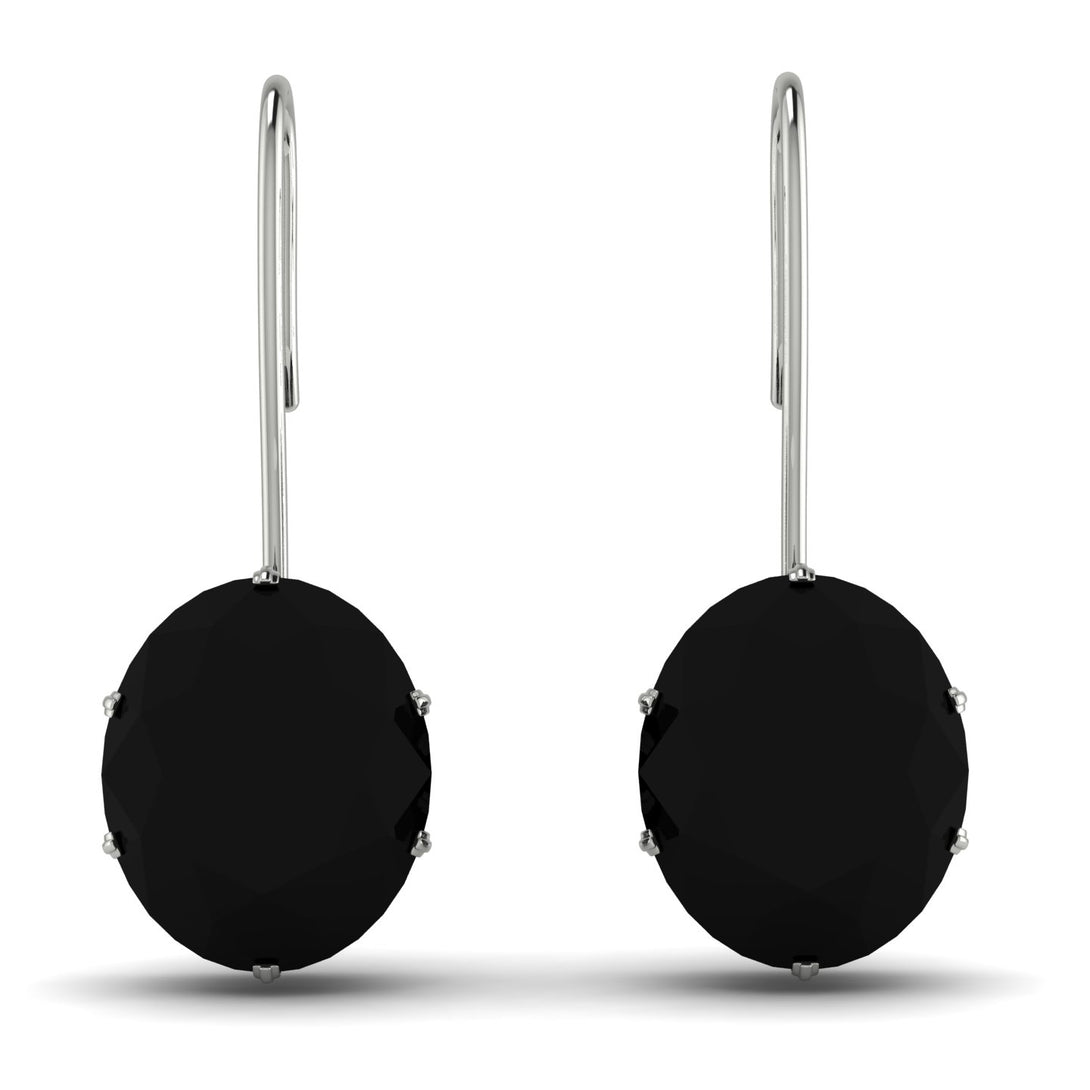 Oval Hidden Halo Black Diamond Earrings - Gemma No. 39