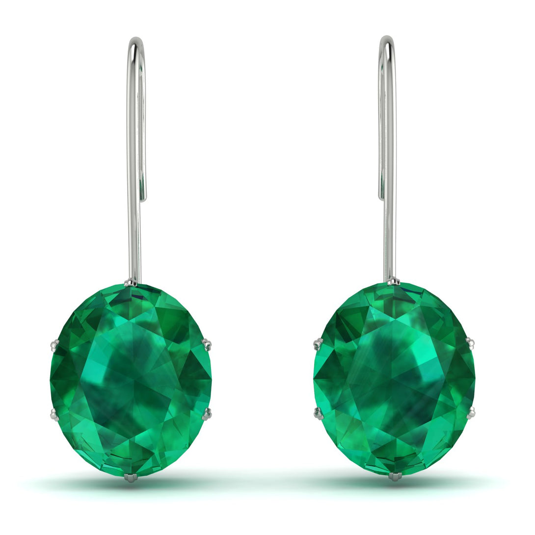 Oval Hidden Halo Emerald Earrings - Gemma No. 51