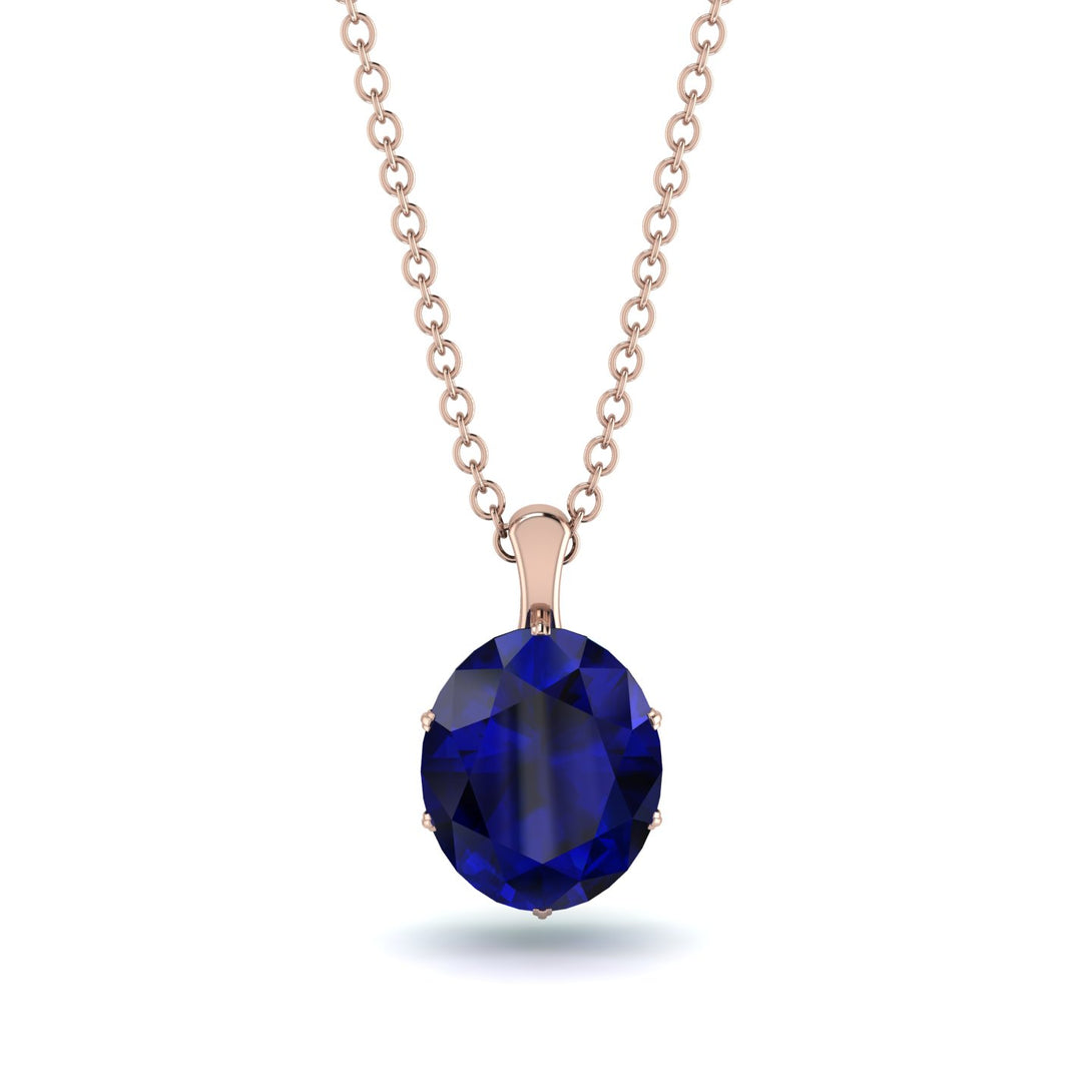 Oval Sapphire Hidden Halo Necklace - Gemma No. 29
