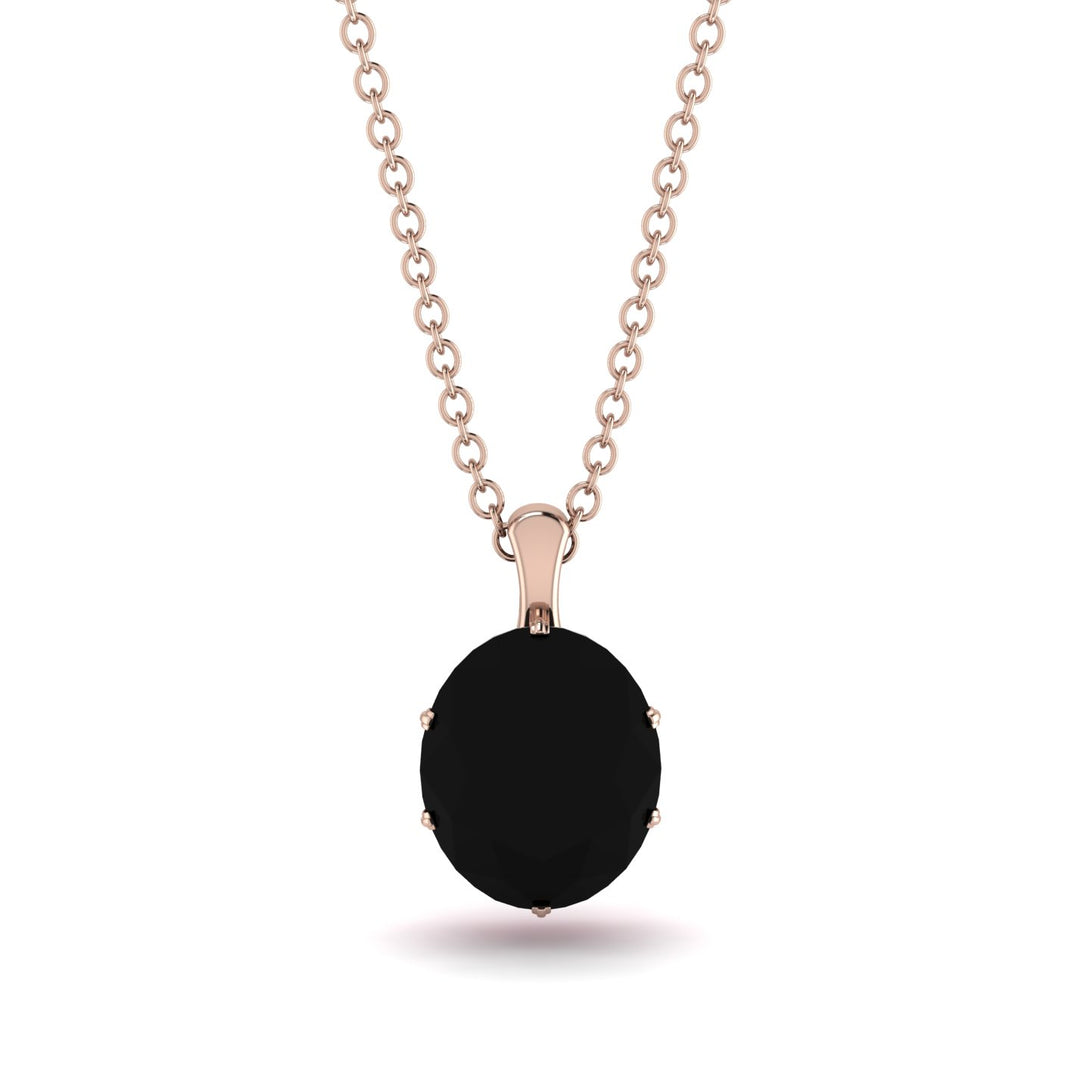 Oval Black Diamond Hidden Halo Necklace - Gemma No. 53