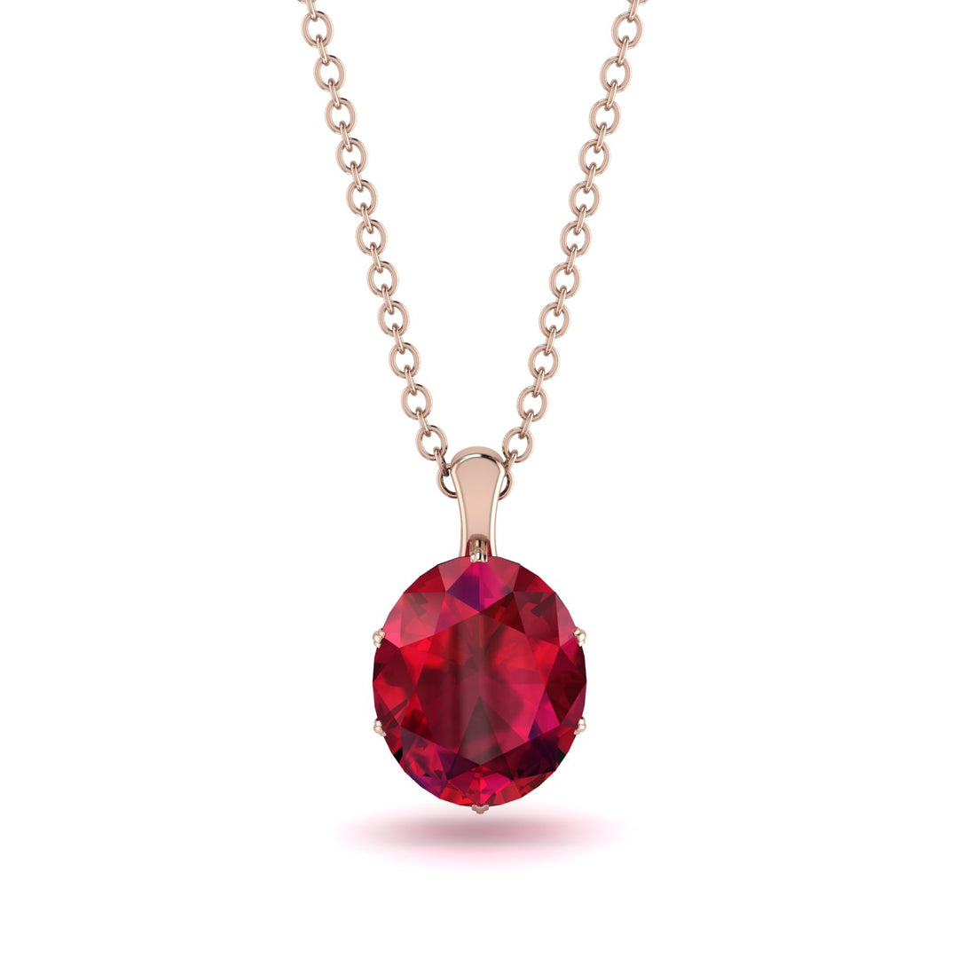 Oval Ruby Hidden Halo Necklace - Gemma No. 56